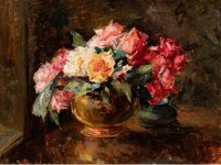 Roses sur fond brun